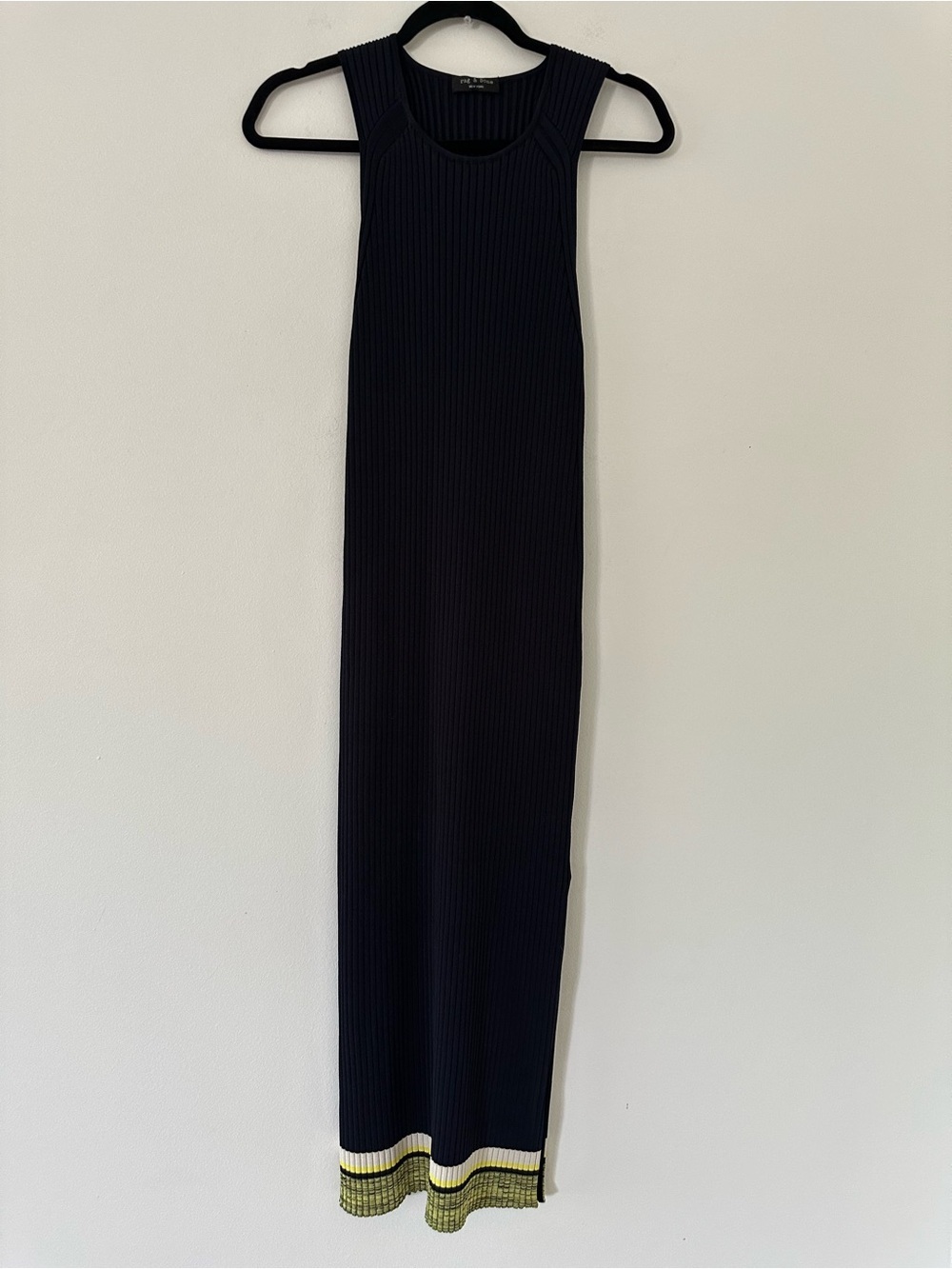 Rag and Bone Natalia Boat Neck
Sleeveless Maxi Dress navy & green bottom trim